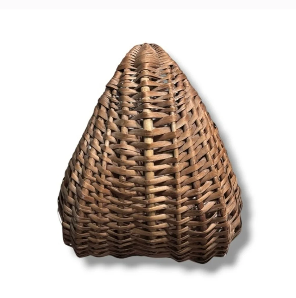 VINTAGE Large Wicker Rattan Half-Moon Oval Gondola Market Basket